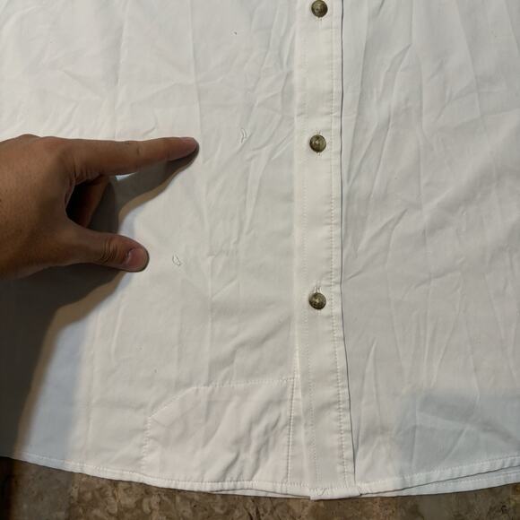 Poncho Shirt Mens XL White Short Sleeve Button Woven Fishing Vented - Picture 5 of 13